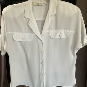 Chaus White Short Sleeve dress Blouse